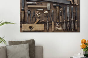 Картина на холсте KIL Art для интерьера в гостиную спальню Столярные инструменты 120x80 см (519-1)