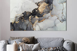 Картина на холсте KIL Art для интерьера в гостиную спальню Светло-серый мрамор 80x54 см (52-1)