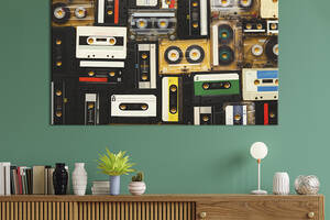Картина на холсте KIL Art для интерьера в гостиную спальню Старые кассеты 80x54 см (525-1)