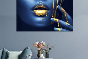Картина на холсте KIL Art для интерьера в гостиную спальню Девушка в золоте 80x54 см (530-1)
