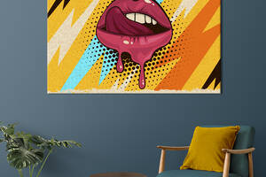 Картина на холсте KIL Art для интерьера в гостиную спальню Поп-арт губы 80x54 см (533-1)