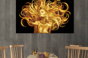 Картина на холсте KIL Art для интерьера в гостиную спальню Золотая девушка 80x54 см (534-1)
