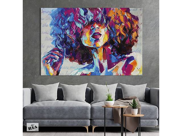 Картина на холсте KIL Art для интерьера в гостиную спальню Яркая женщина 80x54 см (542-1)