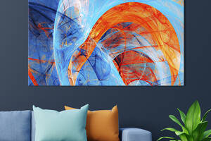 Картина на холсте KIL Art для интерьера в гостиную спальню Сине-оранжевая абстракция 120x80 см (56-1)
