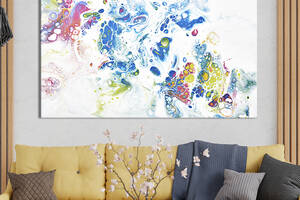 Картина на холсте KIL Art для интерьера в гостиную спальню Абстракция беспорядочные краски на белом листе 120x80 см (...