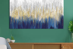 Картина на холсте KIL Art для интерьера в гостиную спальню Абстракция золотые линии 80x54 см (60-1)