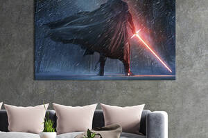 Картина на холсте KIL Art для интерьера в гостиную спальню Кайло Рен с мечом в лесу 80x54 см (670-1)