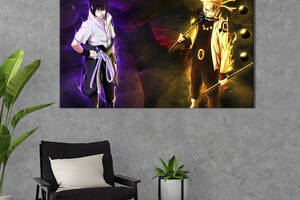 Картина на холсте KIL Art для интерьера в гостиную спальню Naruto and Sasuke 80x54 см (681-1)