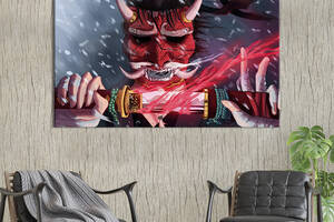 Картина на холсте KIL Art для интерьера в гостиную спальню Японский самурай 80x54 см (685-1)