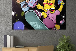 Картина на холсте KIL Art для интерьера в гостиную спальню Барт Симпсон 120x80 см (686-1)