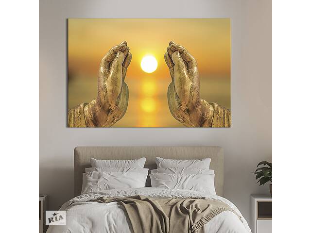 Картина на холсте KIL Art для интерьера в гостиную спальню Руки Будды 80x54 см (70-1)
