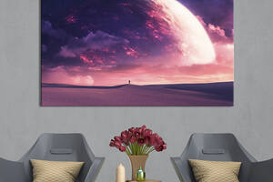 Картина на холсте KIL Art для интерьера в гостиную спальню Космический киберпанк пейзаж 80x54 см (704-1)