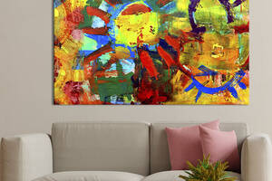 Картина на холсте KIL Art для интерьера в гостиную спальню Абстракция детский рисунок 80x54 см (7-1)