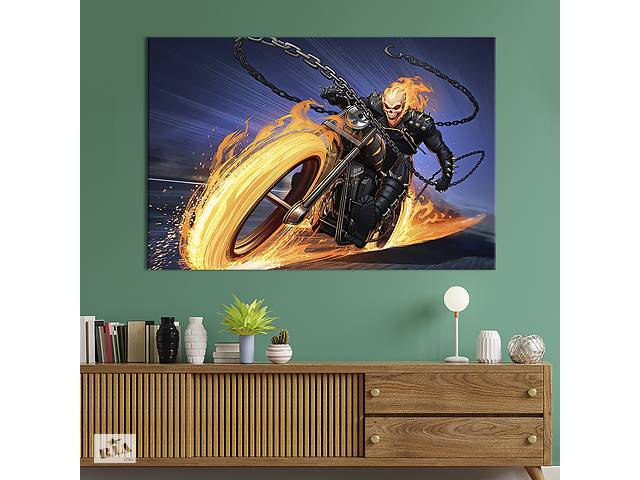 Картина на холсте KIL Art для интерьера в гостиную спальню Призрачный гонщик 80x54 см (713-1)
