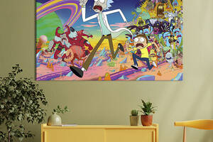 Картина на холсте KIL Art для интерьера в гостиную спальню Рик и Морти на чужой планете 80x54 см (736-1)