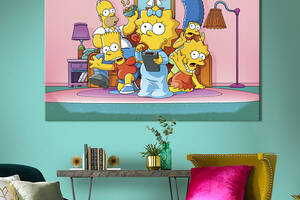 Картина на холсте KIL Art для интерьера в гостиную спальню The Simpsons 80x54 см (739-1)