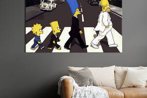 Картина на холсте KIL Art для интерьера в гостиную спальню The Simpsons Beatles 80x54 см (740-1)