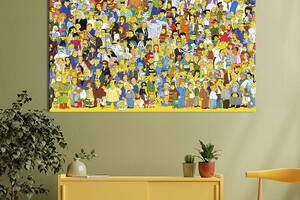 Картина на холсте KIL Art для интерьера в гостиную спальню Все персонажи Симпсонов 80x54 см (741-1)