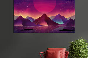 Картина на холсте KIL Art для интерьера в гостиную спальню Цифровые горы 120x80 см (753-1)
