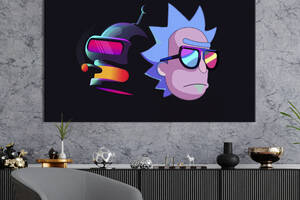 Картина на холсте KIL Art для интерьера в гостиную спальню Crossover Bender and Rick Sanchez 80x54 см (756-1)