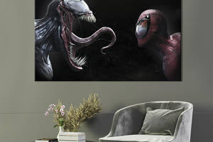 Картина на холсте KIL Art для интерьера в гостиную спальню Человек-паук и Веном 80x54 см (761-1)
