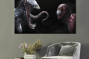 Картина на холсте KIL Art для интерьера в гостиную спальню Человек-паук и Веном 120x80 см (761-1)