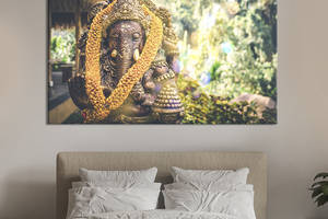 Картина на холсте KIL Art для интерьера в гостиную спальню Статуэтка индийского божества 80x54 см (79-1)