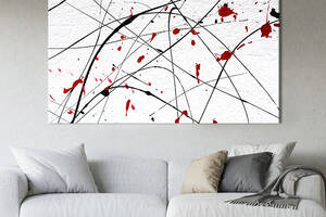 Картина на холсте KIL Art для интерьера в гостиную спальню Абстракция линии и пятна 80x54 см (9-1)