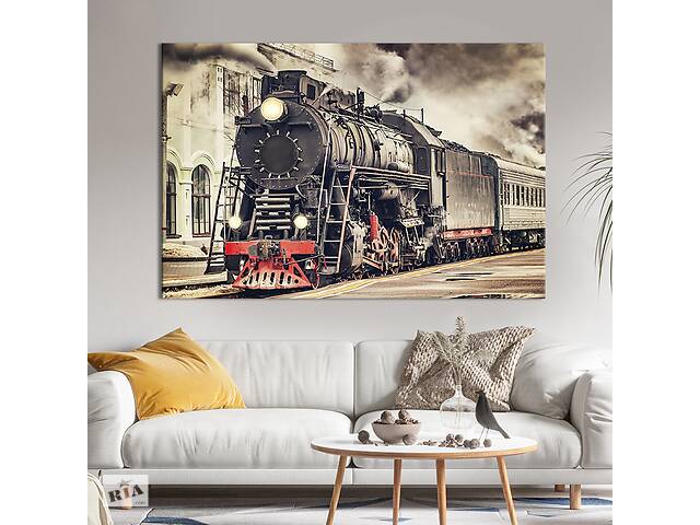 Картина на холсте KIL Art для интерьера в гостиную спальню Старый поезд 120x80 см (98-1)