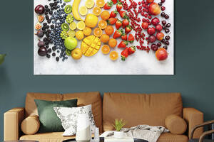 Картина на холсте KIL Art для интерьера в гостиную спальню Яркие фрукты и ягоды 80x54 см (309-1)