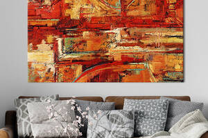 Картина на холсте KIL Art для интерьера в гостиную спальню Абстракция горячие цвета 80x54 см (3-1)