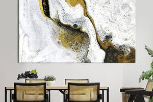 Картина на холсте KIL Art для интерьера в гостиную спальню Белый мрамор и золото 80x54 см (31-1)