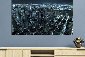 Картина на холсте KIL Art для интерьера в гостиную спальню Ночной Нью-Йорк 120x80 см (314-1)
