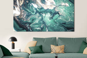Картина на холсте KIL Art для интерьера в гостиную спальню Бирюзовая абстракция 120x80 см (32-1)