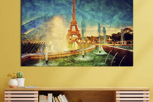 Картина на холсте KIL Art для интерьера в гостиную спальню Городская красота Парижа 120x80 см (337-1)