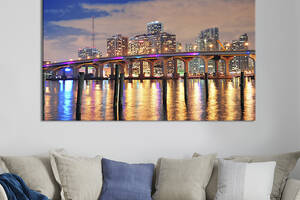 Картина на холсте KIL Art для интерьера в гостиную спальню Мост в Майами 80x54 см (360-1)
