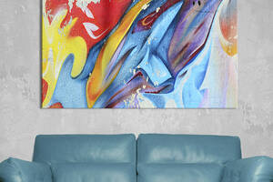 Картина на холсте KIL Art для интерьера в гостиную спальню Абстракция языки пламени 80x54 см (36-1)