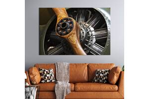 Картина на холсте KIL Art для интерьера в гостиную спальню Деревянный пропеллер самолёта 51x34 см (102-1)