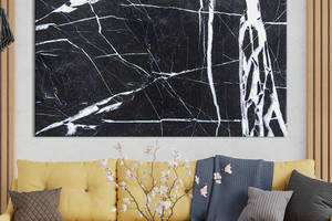 Картина на холсте KIL Art для интерьера в гостиную спальню Абстракция тёмный лёд 51x34 см (17-1)