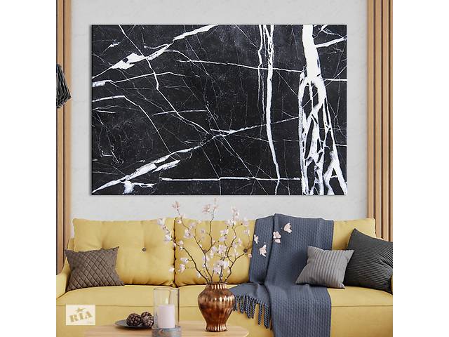 Картина на холсте KIL Art для интерьера в гостиную спальню Абстракция тёмный лёд 51x34 см (17-1)