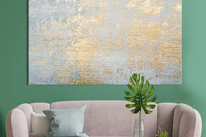 Картина на холсте KIL Art для интерьера в гостиную спальню Абстракция Золотая россыпь 51x34 см (28-1)