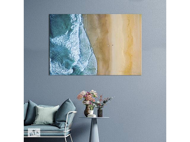 Картина на холсте KIL Art для интерьера в гостиную спальню Морские волны и песчаный пляж 51x34 см (445-1)