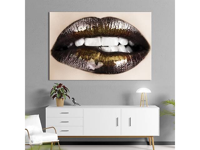 Картина на холсте KIL Art для интерьера в гостиную спальню Блестящие губы 51x34 см (501-1)
