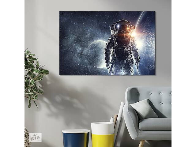 Картина на холсте KIL Art для интерьера в гостиную спальню Астронавт в космосе 51x34 см (516-1)