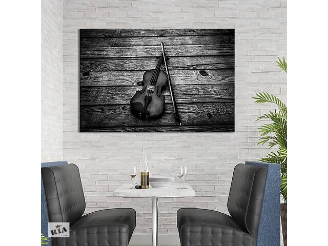 Картина на холсте KIL Art для интерьера в гостиную спальню Чёрная скрипка 51x34 см (538-1)