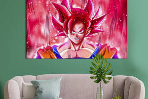 Картина на холсте KIL Art для интерьера в гостиную спальню Супер Сайян Гоку 51x34 см (661-1)