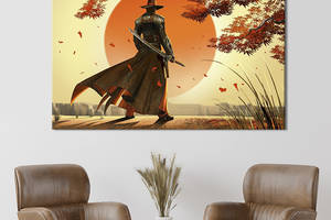 Картина на холсте KIL Art для интерьера в гостиную спальню Крутой самурай 51x34 см (684-1)