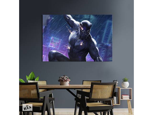 Картина на холсте KIL Art для интерьера в гостиную спальню Movie Black Panther 51x34 см (691-1)