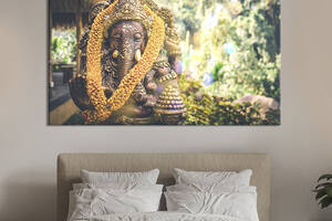 Картина на холсте KIL Art для интерьера в гостиную спальню Статуэтка индийского божества 51x34 см (79-1)