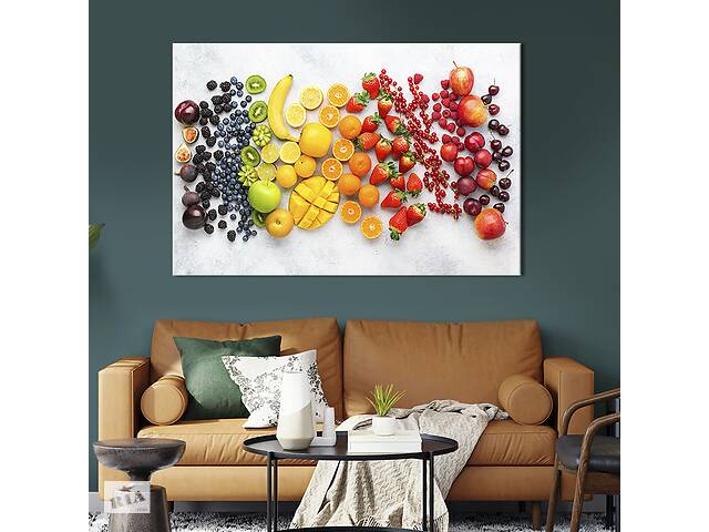 Картина на холсте KIL Art для интерьера в гостиную спальню Яркие фрукты и ягоды 51x34 см (309-1)